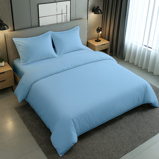 Premium Luxury Bedsheet UAE | White Microfiber 220x240cm | Dubai Abu Dhabi Sharjah Delivery Sky Blue
