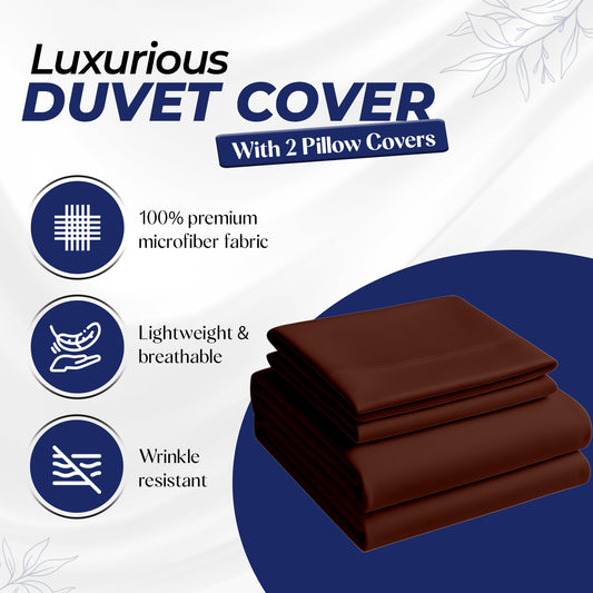 Premium Dyed Duvet Cover Set Coffee 160x220cm - UAE Wide Delivery to Dubai Abu Dhabi Sharjah