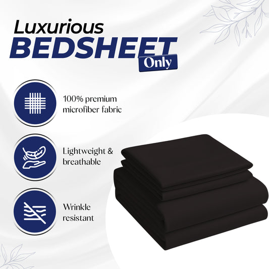 Premium Luxury Bedsheet UAE | White Microfiber 220x240cm | Dubai Abu Dhabi Sharjah Delivery Black