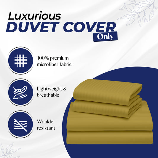 Premium Stripe Duvet Cover Gold 160x220cm | UAE Delivery to Dubai, Abu Dhabi & All Emirates | INFINI HOMES