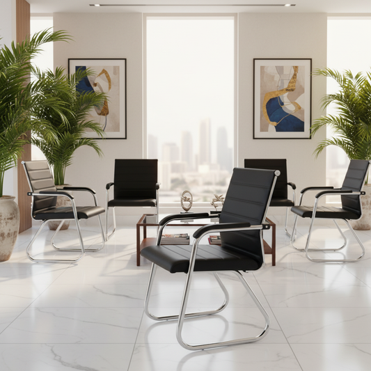 PU Visitor Chair with Chrome Arms & Base | Office Guest Seating UAE | IH C30