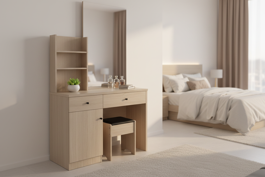 Dressing Table with Stool IH 467 | Luxury Vanity Table UAE Beige