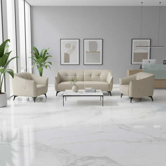 Aurora 8136 Beige Leather Sofa Set UAE - 3 Seater, 2 Seater & 1 Seater | Premium Living Room Furniture Dubai Abu Dhabi