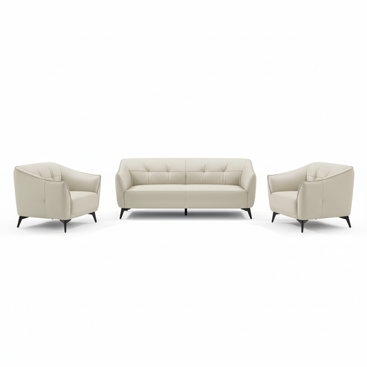 Aurora 8136 Beige Leather Sofa Set UAE - 3 Seater, 2 Seater & 1 Seater | Premium Living Room Furniture Dubai Abu Dhabi