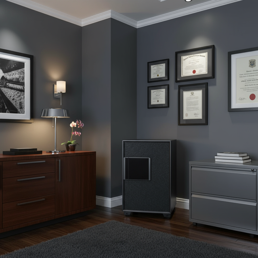 Eagle EGE-085 Fire-Resistant Safe – Black/Red, Digital, Key & Fingerprint Lock System