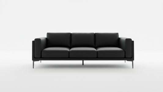 AIKA Three Seater Leatherette Sofa - Black