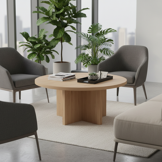 INFINI HOMES Round Table UAE - Model BX015-RT-120 Oak 120x75cm Dubai Abu Dhabi Sharjah