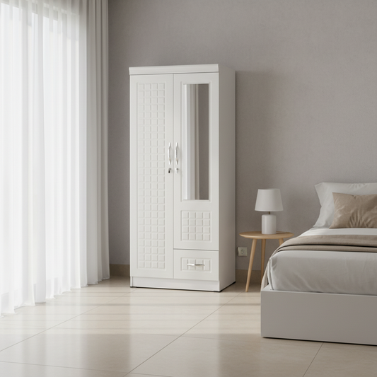 White Wardrobe 80cm UAE | Wooden Closet Storage Cabinet Dubai | IH 8821