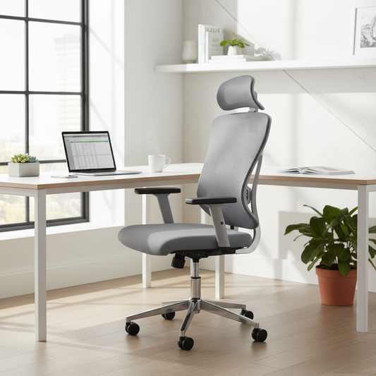 Ergonomic Mesh High Back Office Chair with Headrest UAE | Premium Executive Chair Dubai | IH 8001 (Grey)