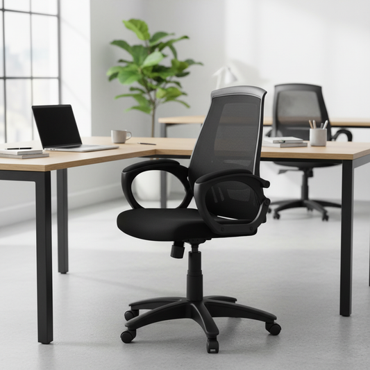 Medium Back Office Chair UAE | Ergonomic Nylon Base with Casters | Dubai Abu Dhabi | IH 544