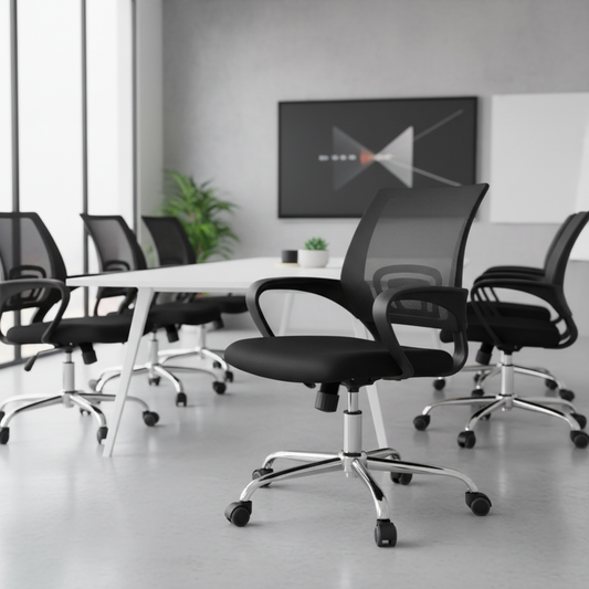Low Back Mesh Office Chair UAE | Ergonomic Chrome Base | Black IH 509