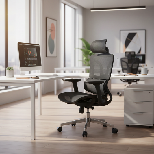 Ergonomic Mesh Office Chair with Lumbar Support & Headrest - High Back Executive Chair UAE | IH A-217