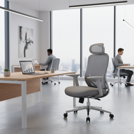 Ergonomic Mesh Grey Office Chair with Headrest - High Back Executive Chair UAE | IH 688-A