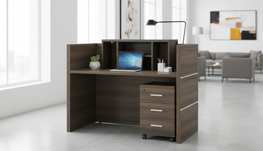 INFINI HOMES Reception Table UAE - Model RCP-140-BG 140x60x105cm Pedestal Drawer Dubai Abu Dhabi Sharjah