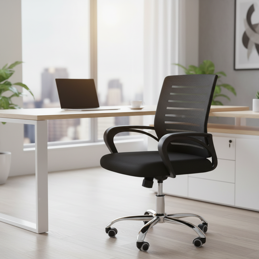 Low Back Mesh Office Chair UAE | Ergonomic Chrome Base with Tilt & Height Adjustment | IH 7823
