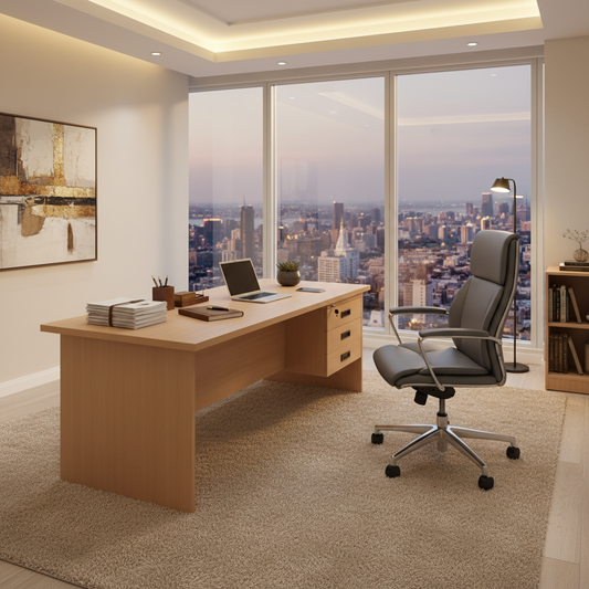 Premium Beech Office Desk 160x75x75cm | UAE-Wide Delivery