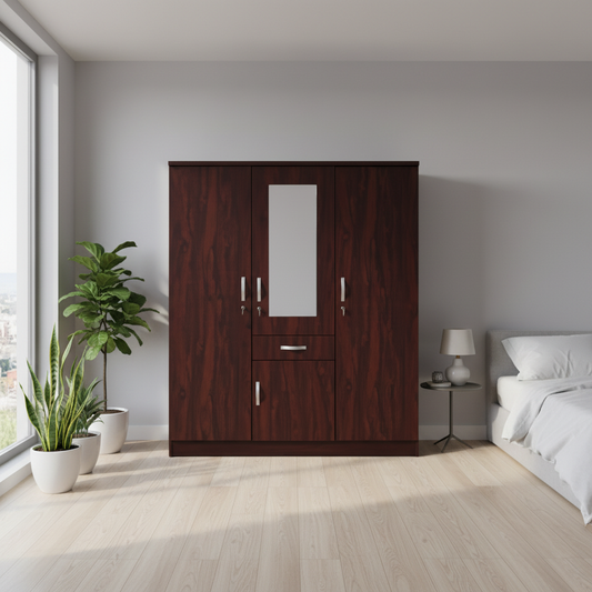 Three Door Wardrobe IH 7738 | Premium Wooden Wardrobe UAE