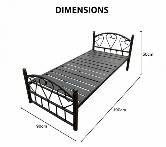 Metal Bed Frame Black Single Size UAE | INFINI HOMES Dubai Abu Dhabi Sharjah
