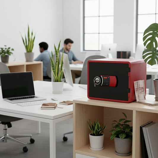 Eagle YESM-020K Fire-Resistant Safe – Red, Digital + Key Lock System