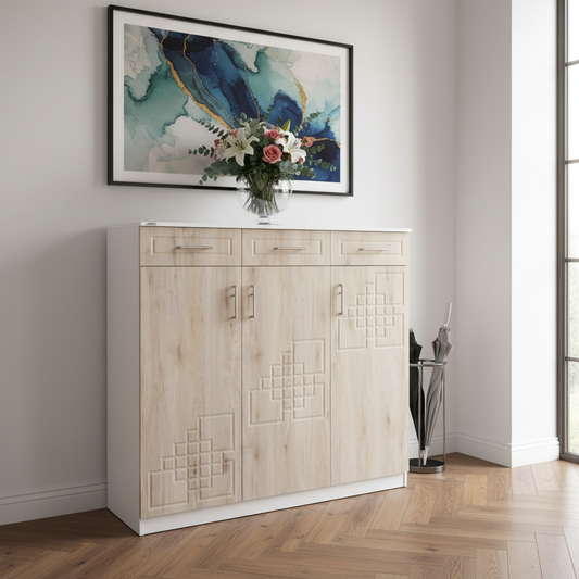 Wooden Shoe Rack UAE | 120x120x35cm Storage Organiser | INFINI HOMES IH-D03