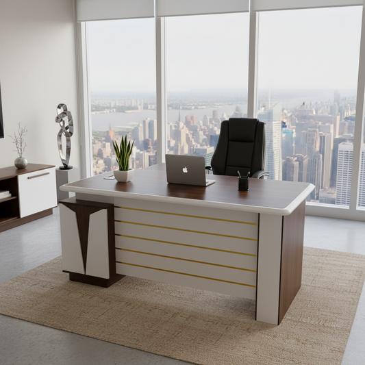 Wenge Light Grey Office Table IH 723 | Premium Office Furniture UAE