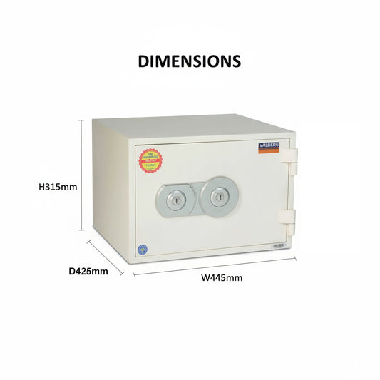 Fire Resistant Safe UAE | Valberg FRS-32 KL Fireproof Safe Dubai | White Key Lock Safe 21L