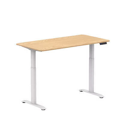 Height Adjustable Sit Stand Desk UAE | White Frame Maple Top 1400x700mm | Dubai Abu Dhabi Sharjah