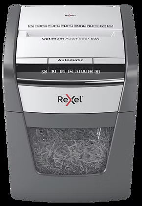 Rexel Optimum AutoFeed+ 50X Automatic Cross Cut Paper Shredder - UAE Delivery to Dubai, Abu Dhabi & All Emirates