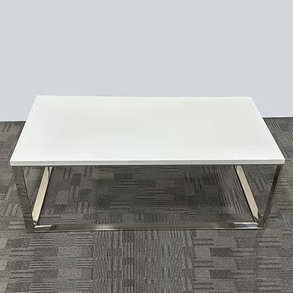 Rectangular Coffee Table White Top Steel Frame | UAE Furniture | Dubai Abu Dhabi Sharjah
