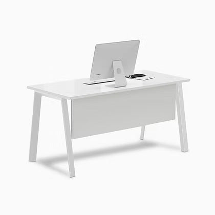 Office Desk Dubai UAE - Series A Rectangular Desk with Metal Legs White | INFINI HOMES