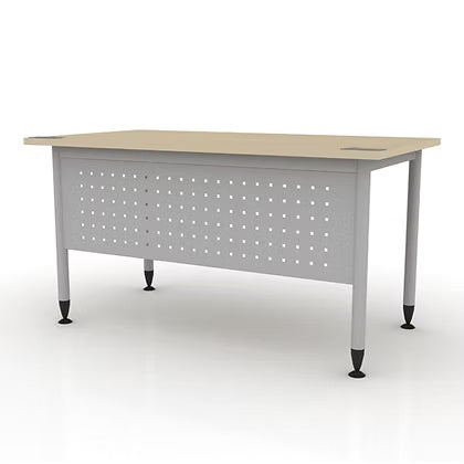 Premium Rectangular Office Desk Dubai UAE - Maple Top Metal Legs