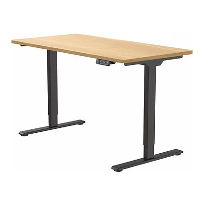 Height Adjustable Sit Stand Desk UAE | Black Frame Maple Top 1400x700mm | Dubai Abu Dhabi Delivery