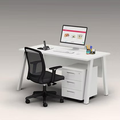 Office Desk Dubai UAE - Series A Rectangular Desk with Metal Legs White | INFINI HOMES