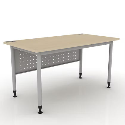 Premium Rectangular Office Desk Dubai UAE - Maple Top Metal Legs