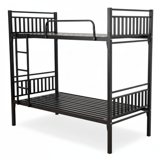 Black Metal Bunk Bed 190x90x170cm | Twin Sleeper for Kids & Adults | Space-Saving Furniture UAE