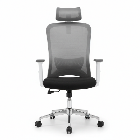 High Back Mesh Office Chair with Headrest UAE | Ergonomic Executive Chair White Frame - Model Sammy HB-WT