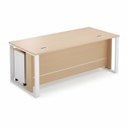 Office Desk 200cm with Drawer - Metal Leg Computer Table Dubai UAE