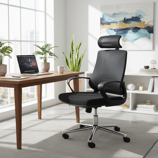 High Back Executive Office Chair with Headrest - Ergonomic Black Chair UAE | IH 3353