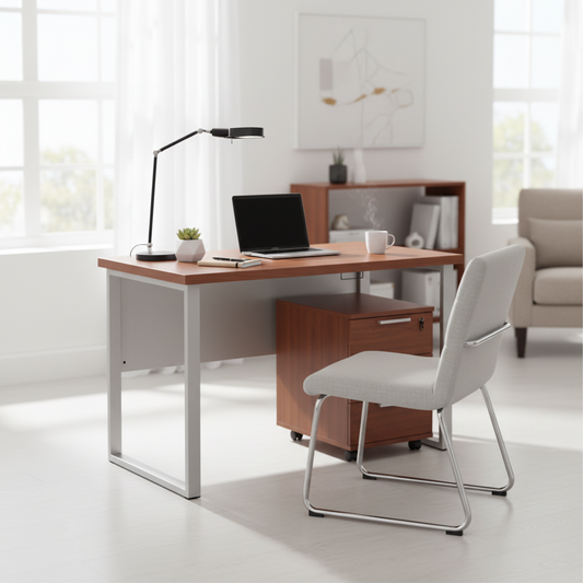 Office Desk 1.2m Cherry White | Premium Workstation UAE | INFINI HOMES