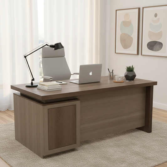 Office Desk 1.4m Coffee & Khaki - Premium Workspace Furniture UAE | INFINI HOMES