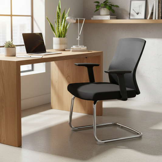 Mesh Back Visitor Chair UAE | Office Guest Chair with Chrome Base Dubai