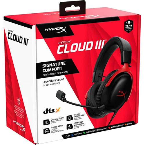 HyperX Cloud III Wired Gaming Headset Black/Red | UAE Gaming Headphones Dubai Abu Dhabi Sharjah