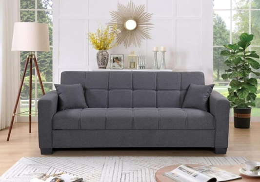 INFINI HOMES Compact Gray Fabric 3-Seater Sofa Bed with Modern Design ( Without Assembly)