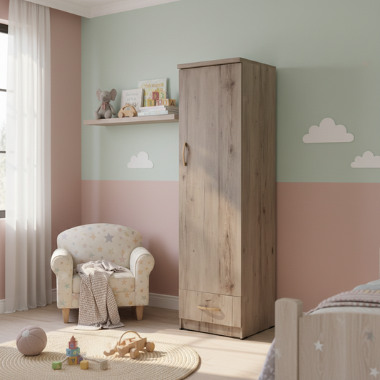 Wooden Wardrobe with Lockable Door & Drawer | IH 111 – INFINI HOMES UAE