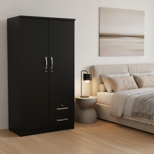 Two Door Wooden Wardrobe | IH 622 | Premium Storage – INFINI HOMES UAE