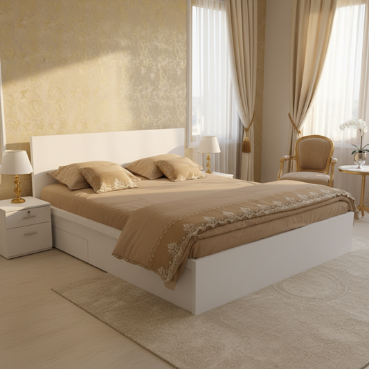 Wooden Double Bed Without Side Table | IH-9180 | INFINI HOMES UAE