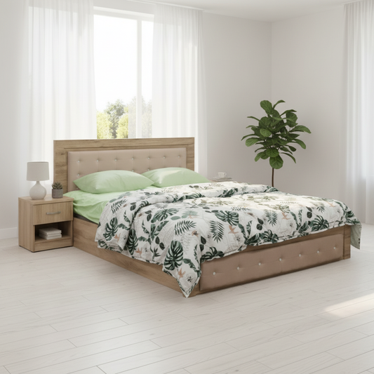 Wooden Double Bed Without Side Table | IH 467 | INFINI HOMES UAE