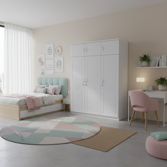 Three Door Wardrobe with Top | IH 761 | Premium Wooden Wardrobe UAE