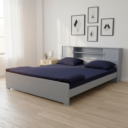 Double Bed Wooden Frame IH 706 (180×200 cm) – Without Side Table