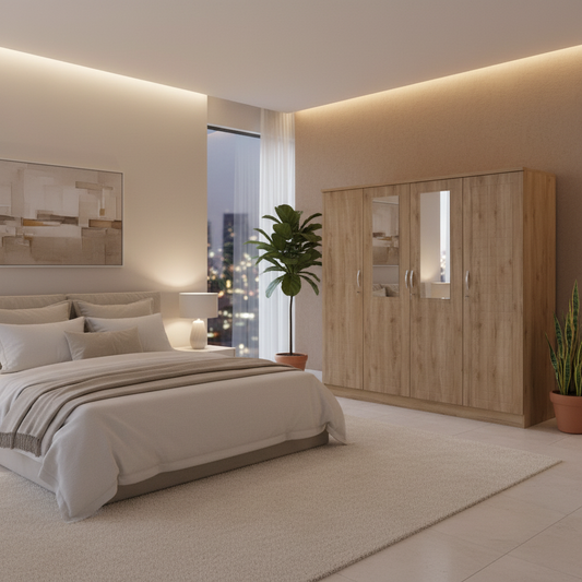 Four Door Wooden Wardrobe IH 7748 | Premium Storage Cabinet UAE